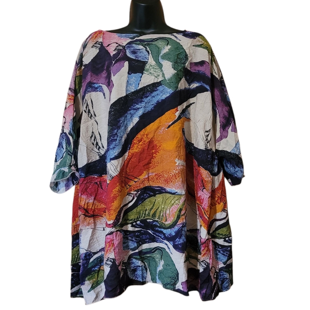 3 potato 3potato Sz L/XL  Art-to-Wear Viscose Tunic Blouse Shirt Top